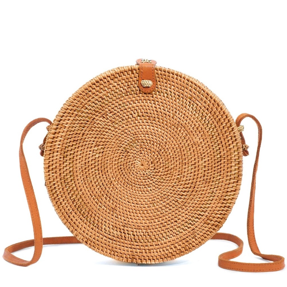 Ata grass and leather round bag